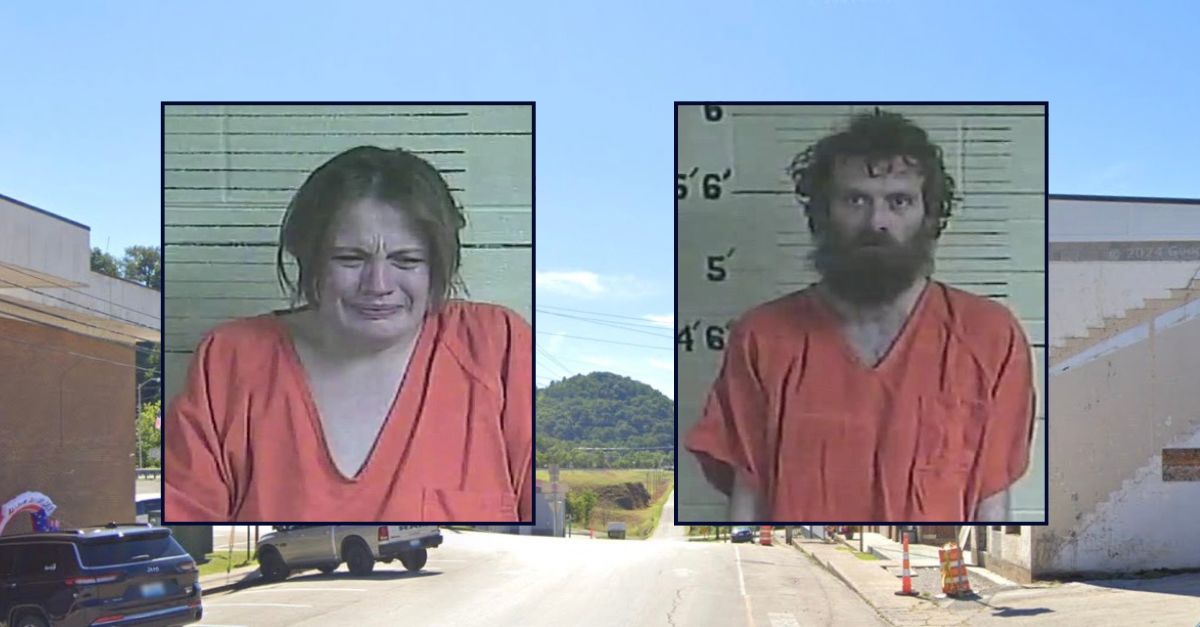 Inset, left to right: Deeann Bennett and Charles Bennett (Three Forks Regional Jail). Background: The street in Kentucky where the couple lived (Google Maps).