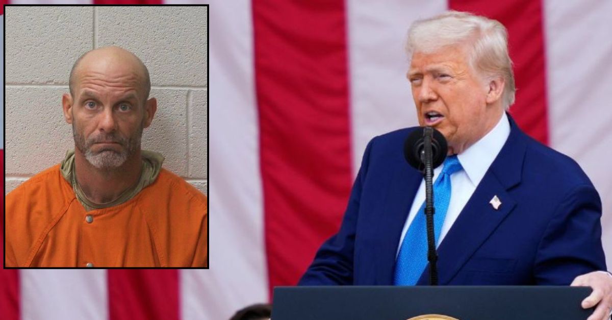 Main: President Donald Trump delivers the Memorial Day Address at the 157th National Memorial Day Observance at Arlington National Cemetery, Monday, May 26, 2025, in Arlington, Va., as Vice President JD Vance and Secretary of Defense Pete Hegseth, right, look on (AP Photo/Julia Demaree Nikhinson). Inset: Shaun B. Jones (Alexander County Sheriff's Office). 