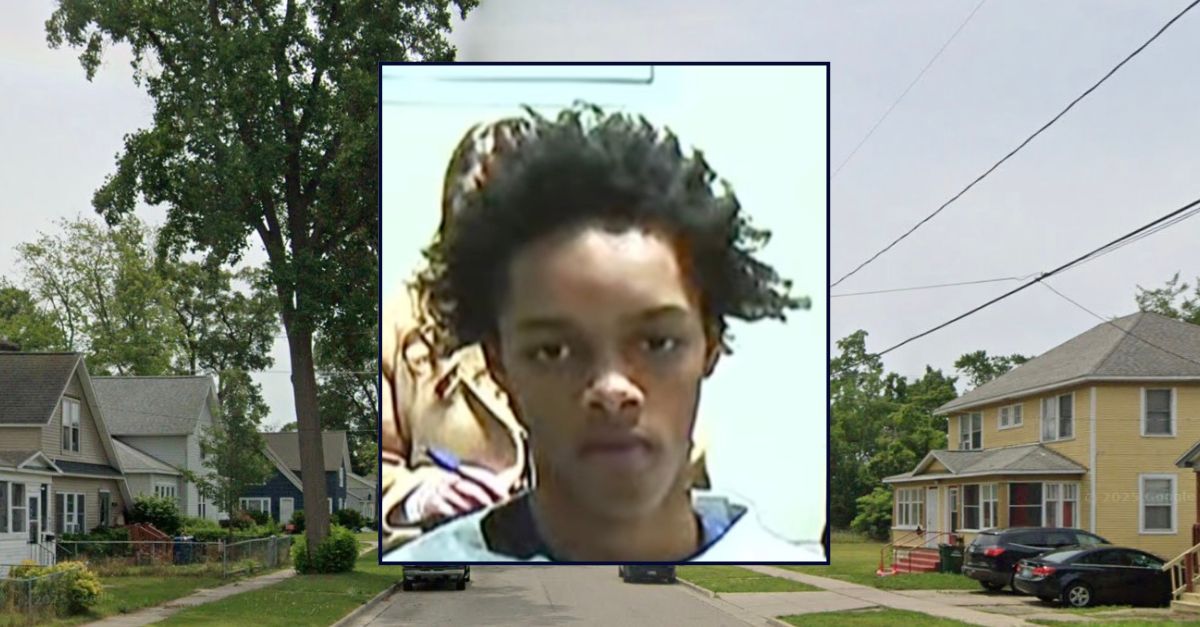Inset: Kemaree Davis (Muskegon Juvenile Detention Center). Background: The area in Michigan where Davis allegedly killed a 73-year-old man (Google Maps).