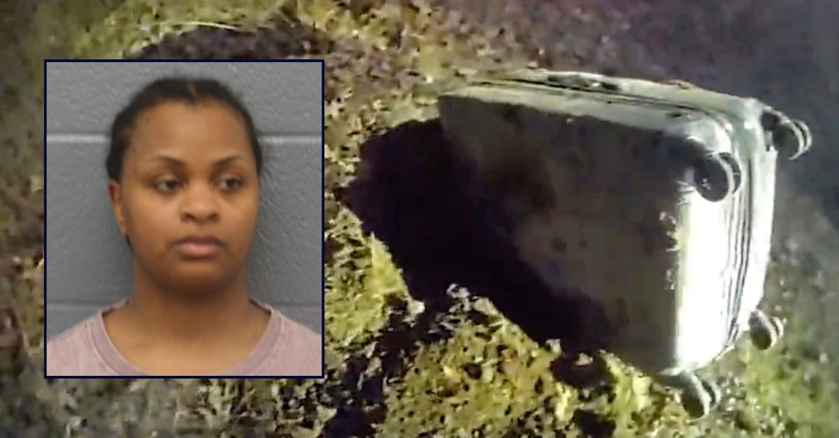 Inset: Aliyah Henderson (Cuyahoga County Jail). Background: The suitcase containing the body of one of the victims (Cleveland Division of Police/WJW).