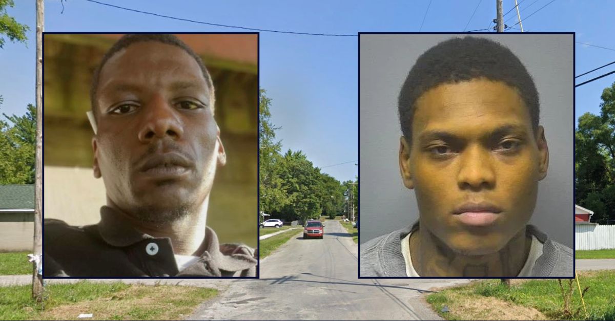 Inset, left to right: Devon Williams (Facebook) and Zakeem Jones (Saginaw County Correctional Facility). Background: The block in Michigan where Jones shot and killed Williams (Google Maps).