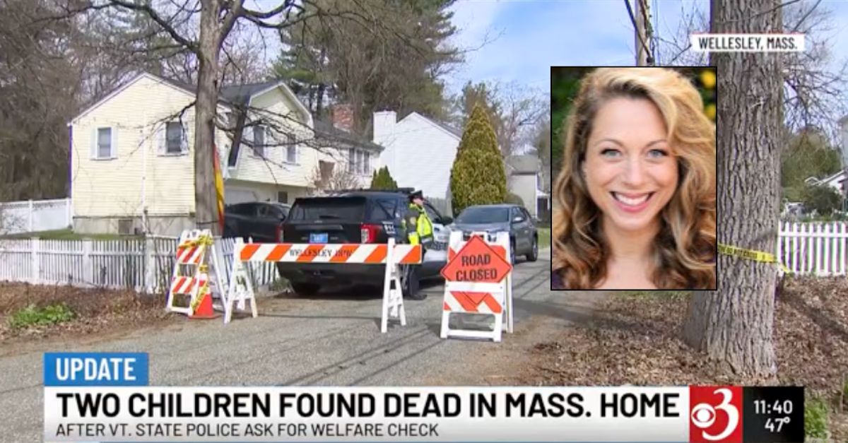 Background: The home in which Janette MacAusland's two children, ages 6 and 7, were found dead (YouTube/WCAX). Inset: Janette MacAusland (LinkedIn).