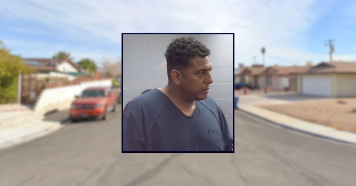 Roelmer Sanchez-Garrido appears successful  a courtroom photograph  inset against an representation  of a residential thoroughfare  successful  Las Vegas.