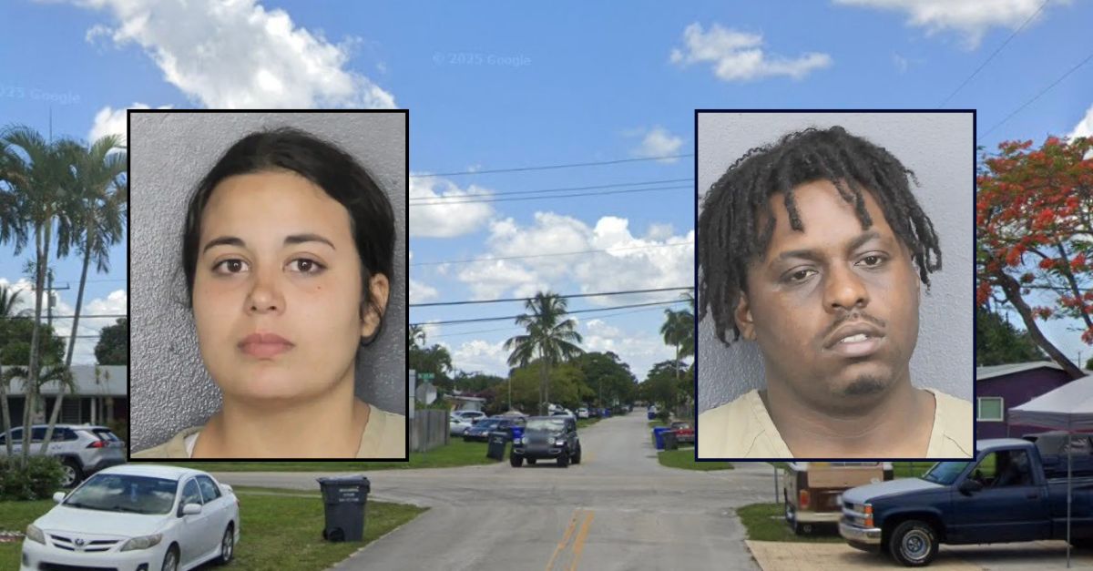 Inset, left to right: Crystal Garcia and Anfernee Watts (Broward Main Jail). Background: The area in Florida where Garcia allegedly killed her infant son (Google Maps).