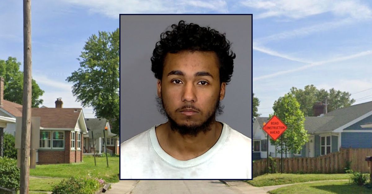Inset: Louis Jenkins Jr. (IMPD). Background: The area in Indiana where Jenkins allegedly shot and killed his girlfriend (Google Maps).