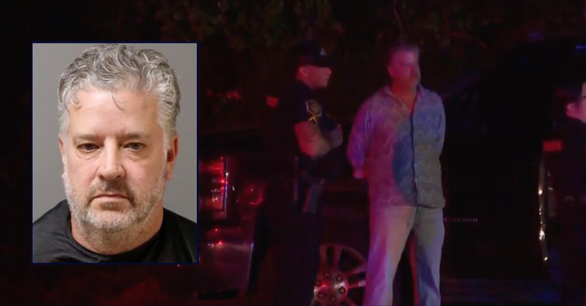 Inset: David R. Metz (Anderson County Jail). Background: Metz being arrested immediately after the crash that killed a 14-month-old in South Carolina (WYFF).