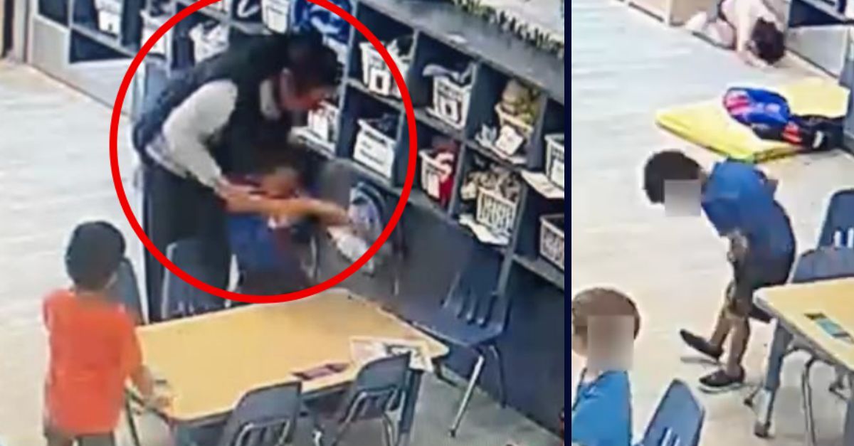 Left: Security footage allegedly shows a daycare worker at Kids 