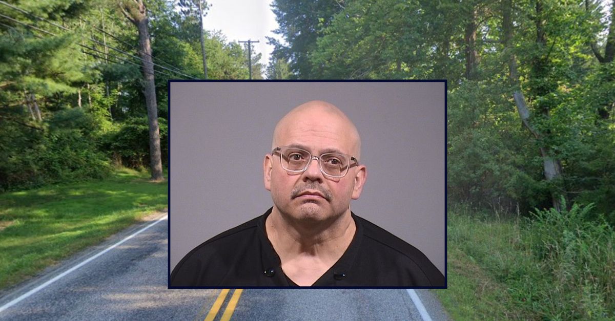 Jeffrey Canzonetta appears in a booking photo inset against an image of a rural road in Ohio.