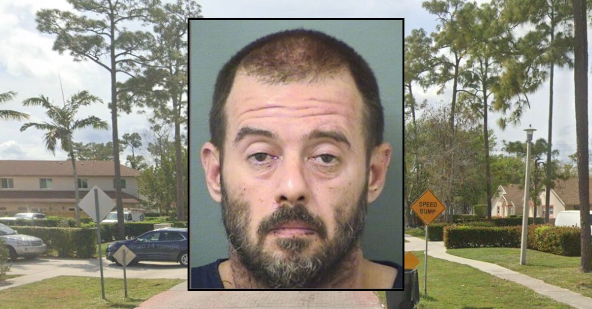 Inset: Brian McGann, Jr. (Palm County Sheriff's Office). Background: The area in Florida where McGann killed his father (Google Maps).