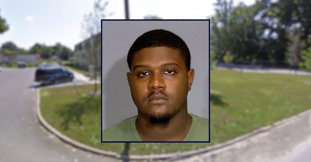 Curtis Jenkins appears in a booking photo inset against an image of an apartment complex in Indiana.