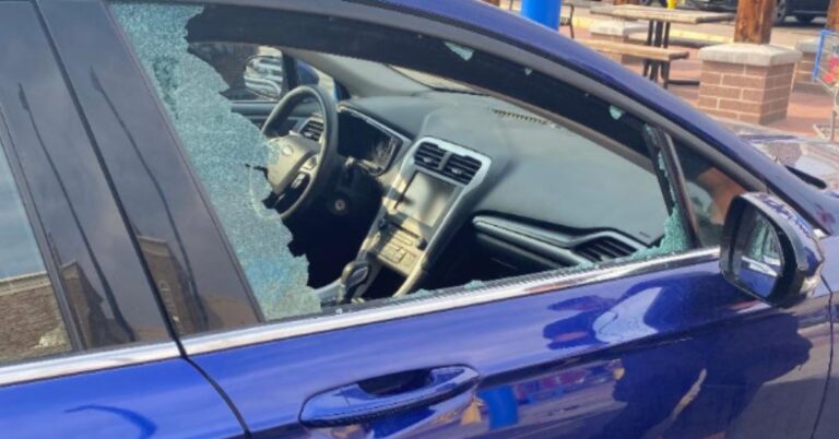 The car that Eddie Espinoza's granddaughter broke out of after he allegedly left her inside while shopping at a Colorado Walmart (Thornton Police Department).