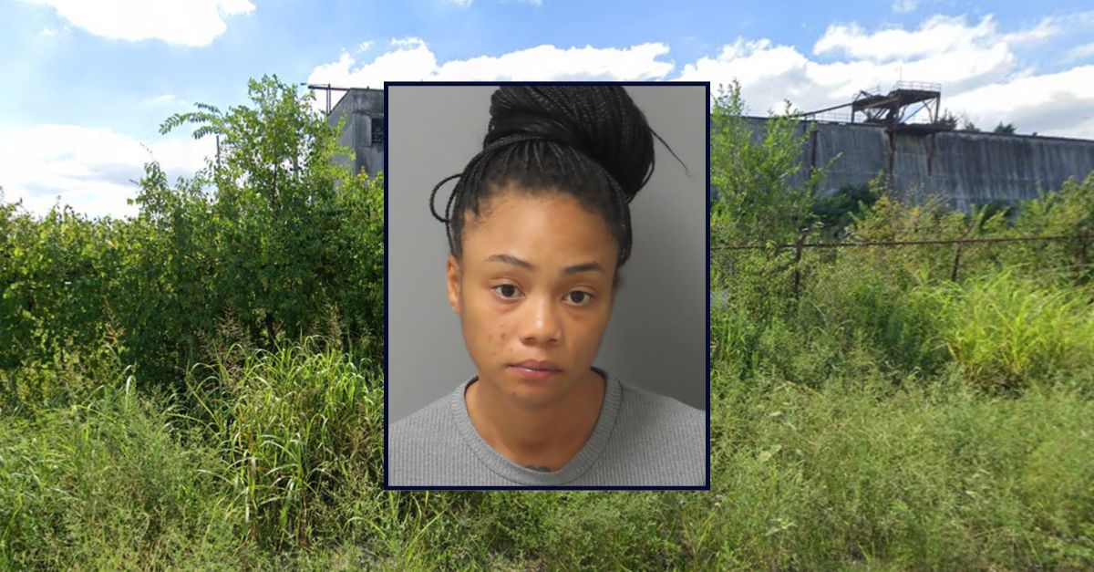 Kristian Haughton appears in a booking photo inset against an image of a wooded area in St. Louis.