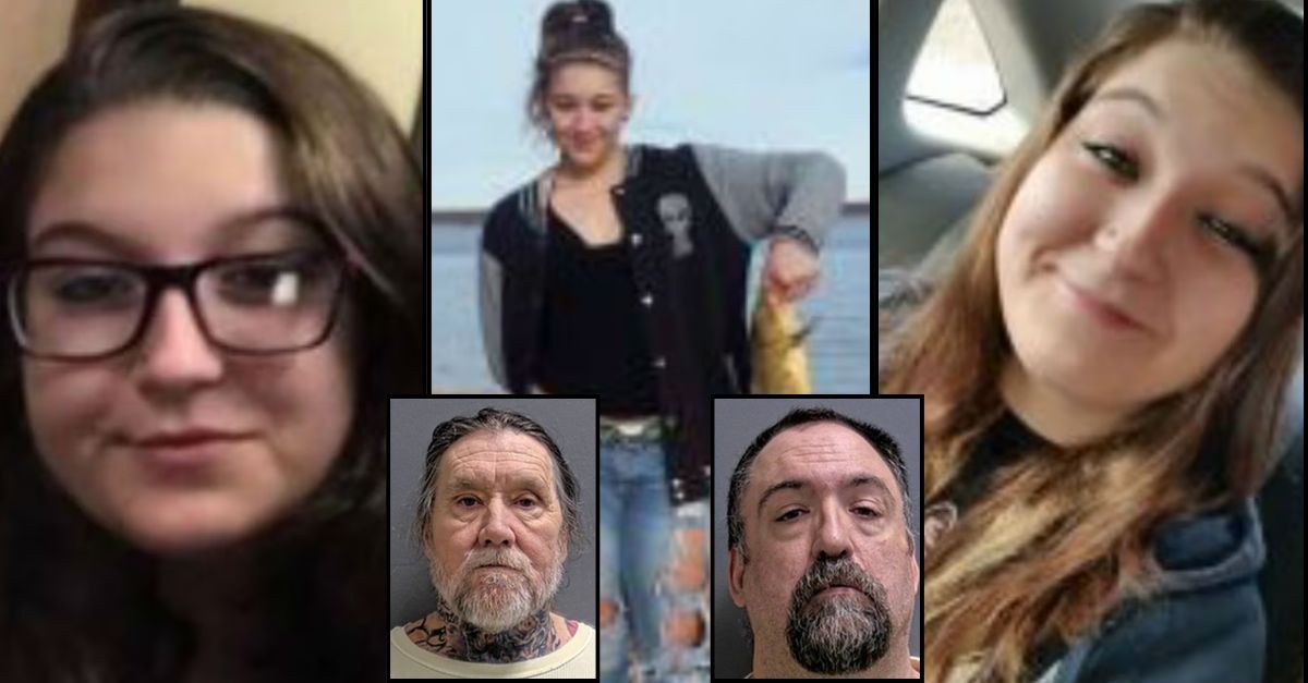 Inset, left to right: Dennis Lawson and Floyd C. Coates Jr. (Woodbury County Jail). Background: Photos of Sunny Sramek (FBI).