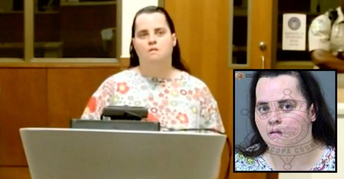 Inset: Shelbey Fernandez (Maricopa County Sheriff's Office). Background: Shelbey Fernandez in court (KSAZ).