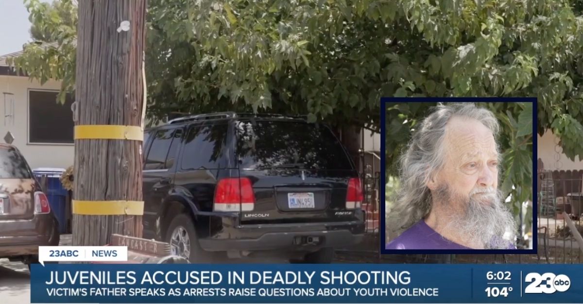 Inset: California father Vernon "Wes" Lancaster. Background: The front of the home in Bakersfield, Calif., where Vernon "Wes" Lancaster watched his son get gunned down (KERO). 