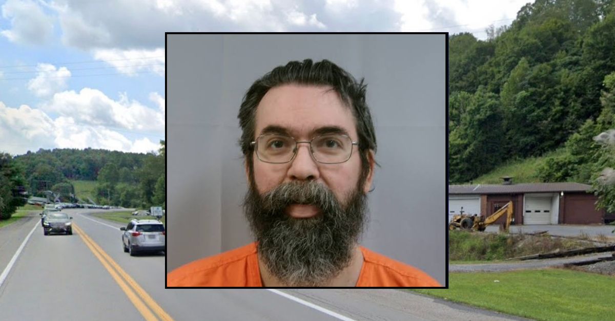 Inset: Aaron J. Moran (WVDCR). Background: The area in West Virginia where Moran and the victim lived (Google Maps).
