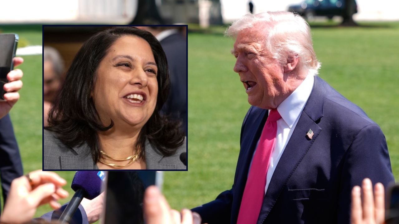 Neomi Rao inset against Donald Trump.