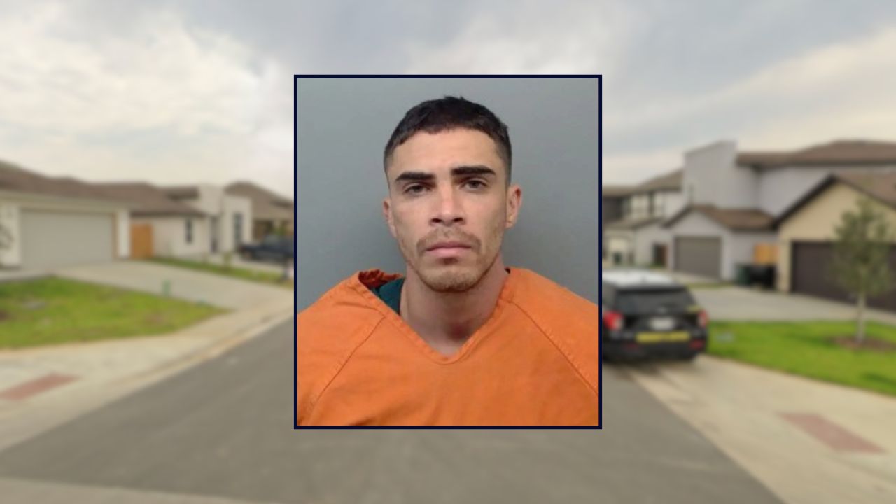 Abel Garza appears inset against a residential street in Texas.
