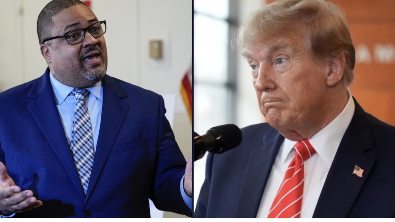 Alvin Bragg and Donald Trump, left to right.