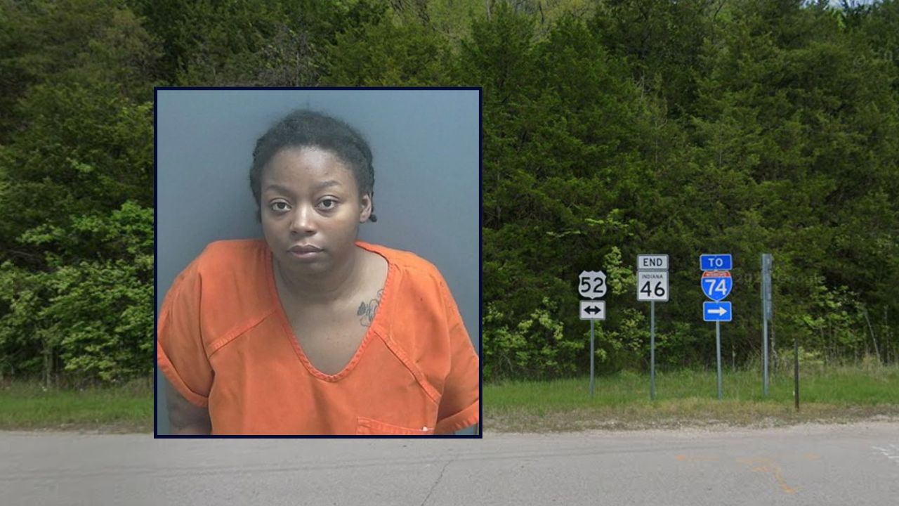 Kelis Manuel inset against a road in Indiana.