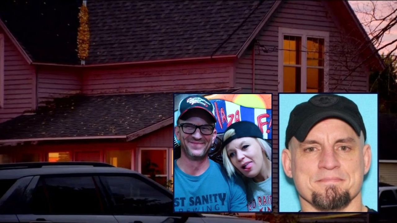 Left inset: Tabitha Trescott and Justin Reinarts (GoFundMe). Right inset: Randy Zimmerman (Brown County Sheriff