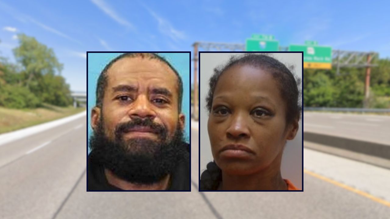 Willie Herndon and Taiya Herndon, left to right, inset against a highway in Missouri.